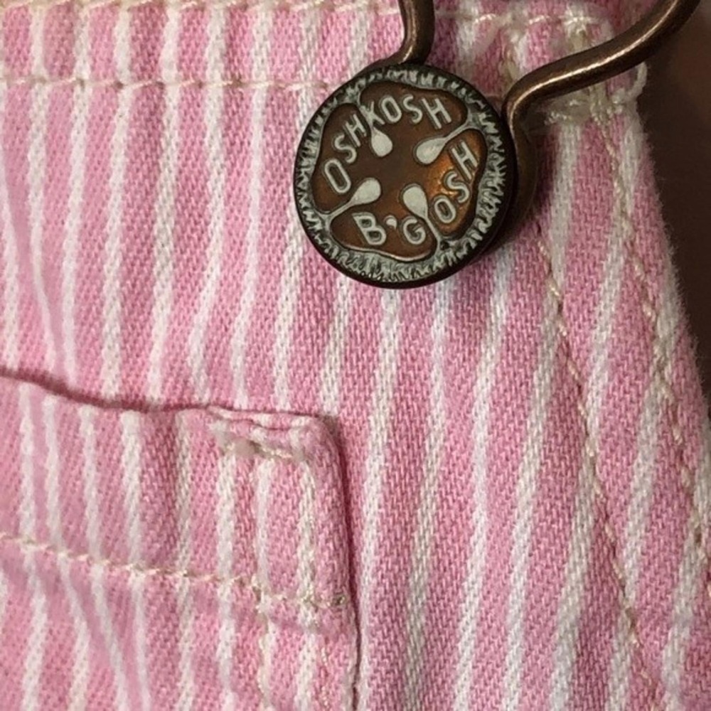 Oshkosh pink striped 24 months overall shorts baby‎ - Picture 2 of 7